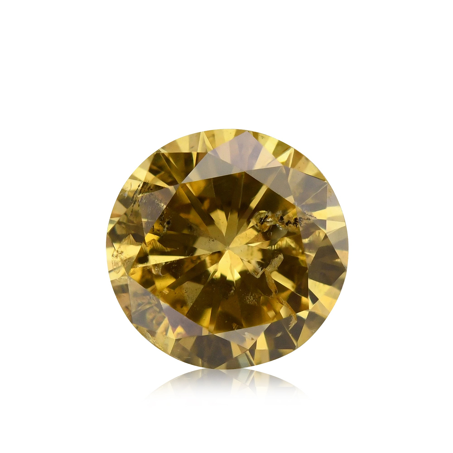 0.61 Carat Fancy Brownish Orangy Yellow Round Brillant Diamond (I2) GIA