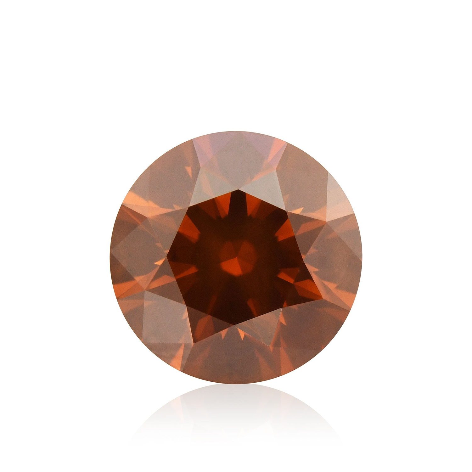 0.68 Carat Fancy Brownish Reddish Orange Round Diamond I1 GIA