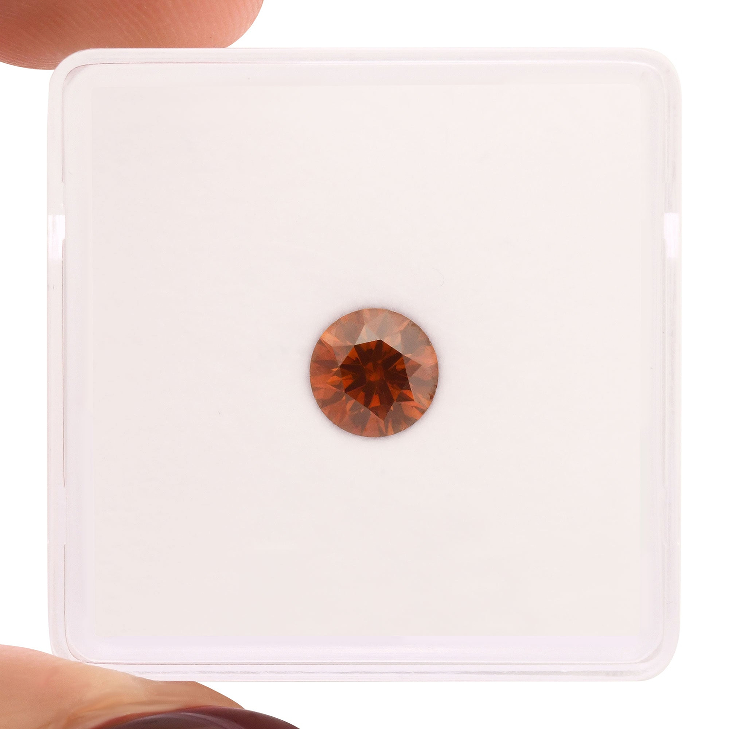 0.68 Carat Fancy Brownish Reddish Orange Round Diamond I1 GIA