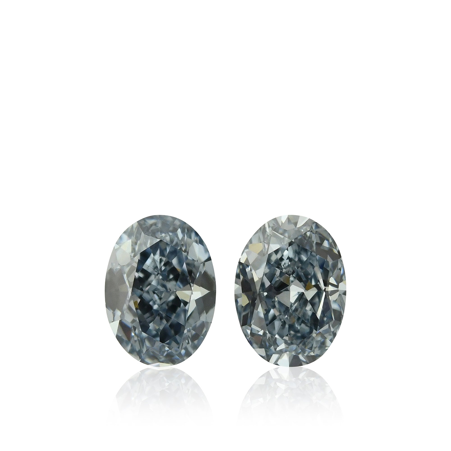 0.73 Carat Fancy Intense Blue Oval Diamonds VS1