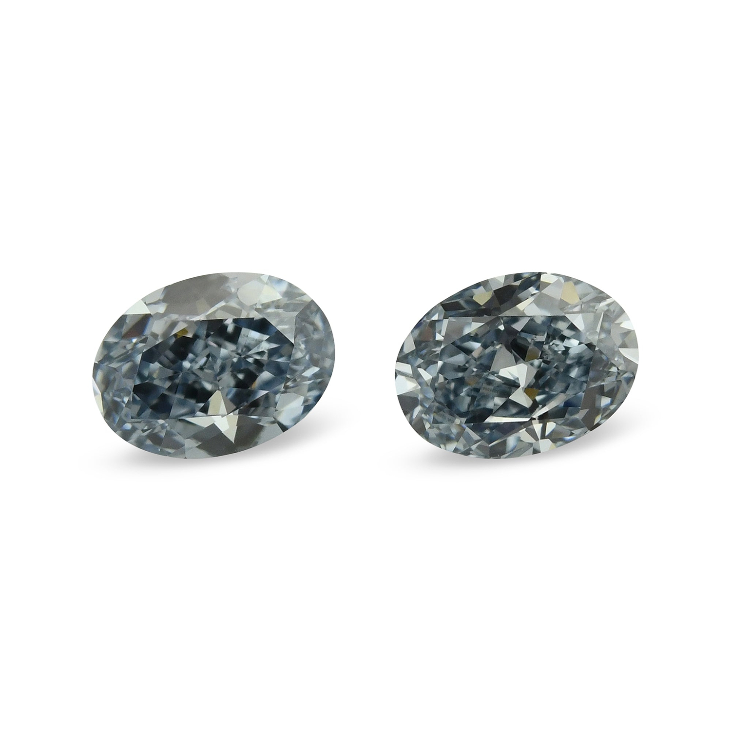 0.73 Carat Fancy Intense Blue Oval Diamonds VS1