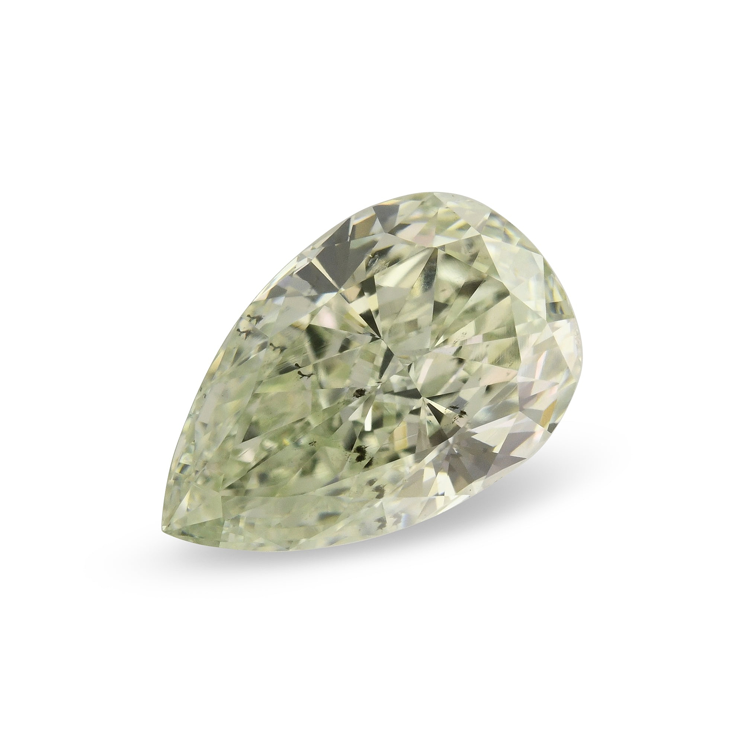 1.05 Carat Fancy Light Yellowish Green Pear Diamond SI2 GIA