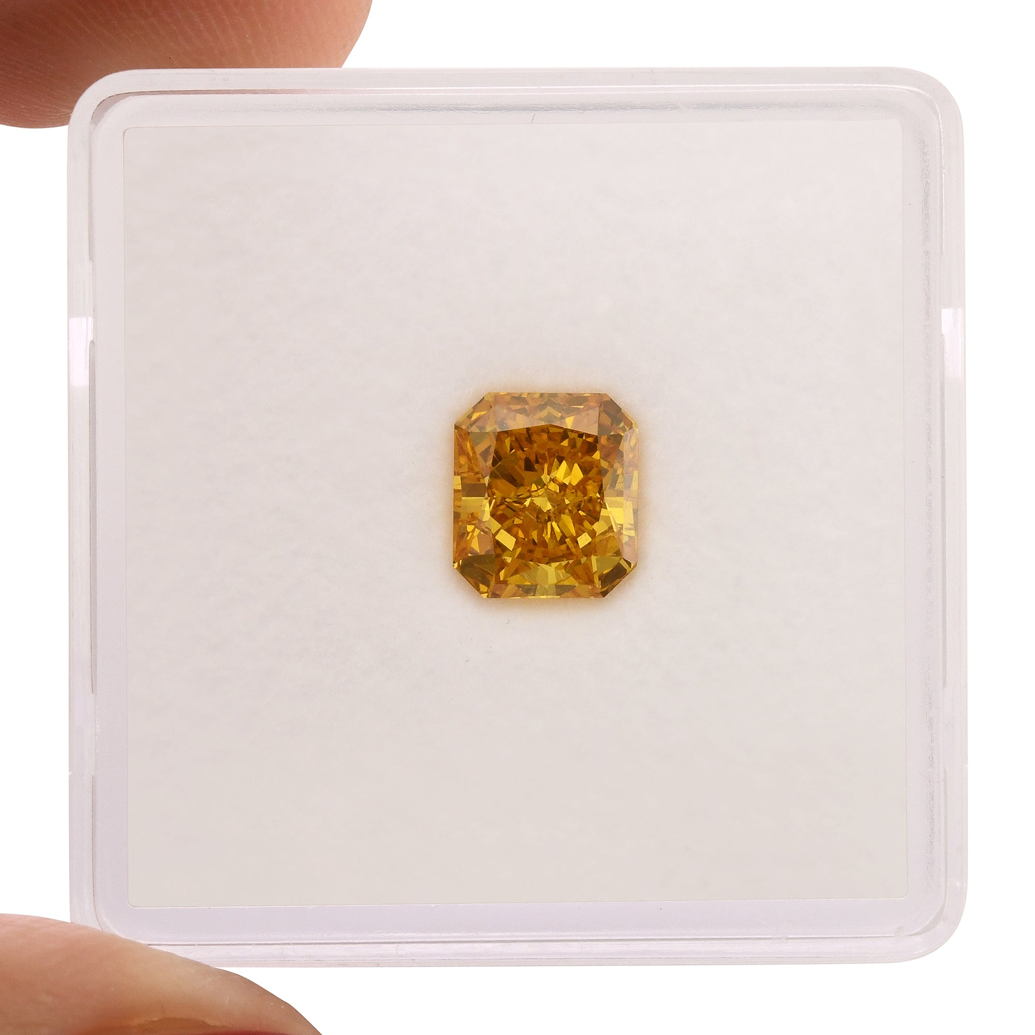1.28 Carat Fancy Vivid Yellow Orange Radiant Diamond VS2 GIA