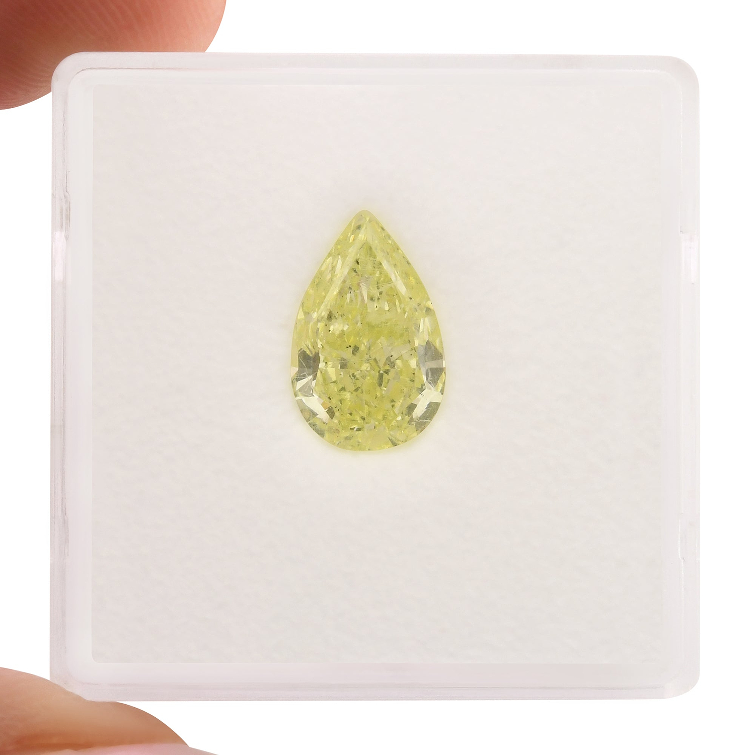 1.73 Carat Fancy Yellow Green Pear Diamond SI2 GIA