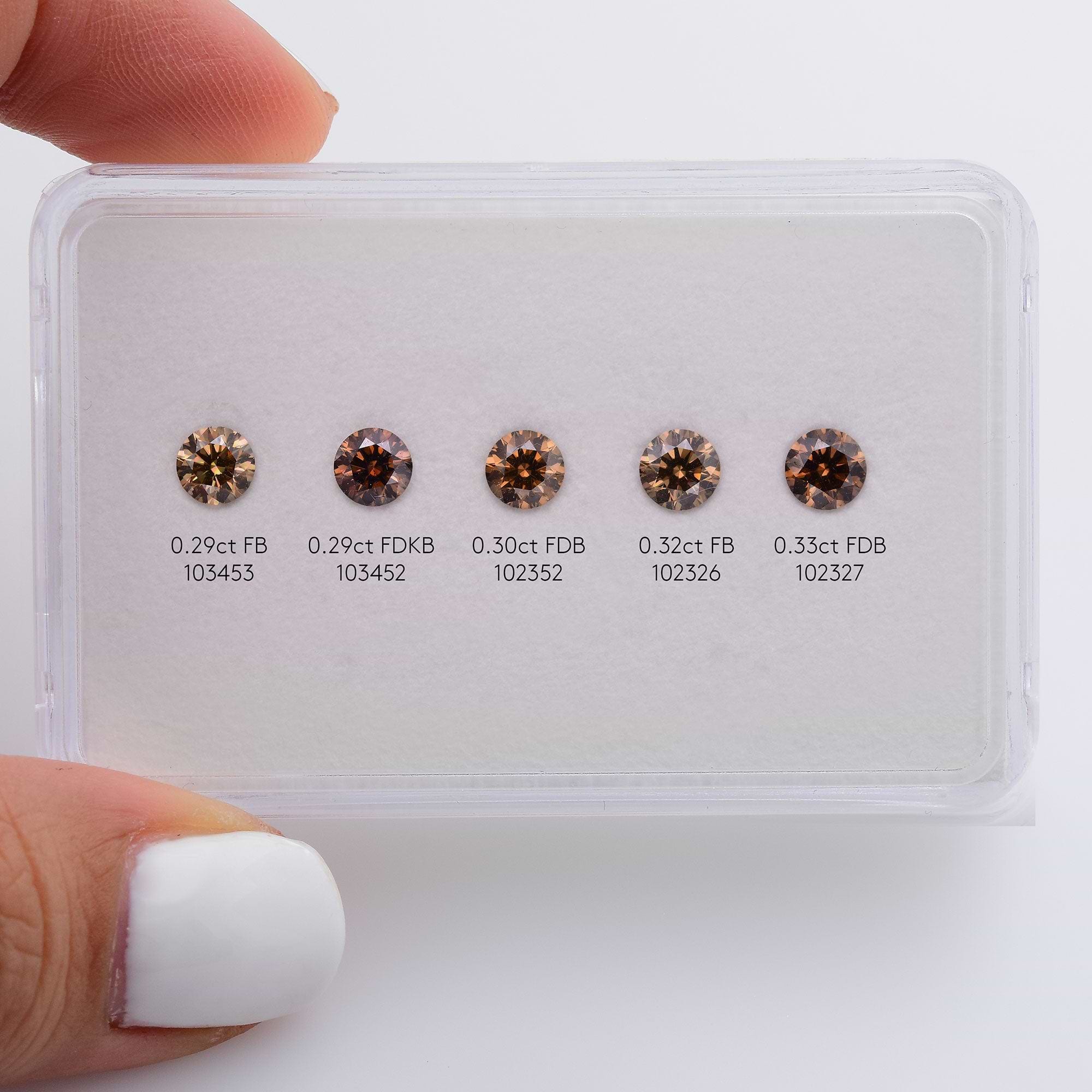 0.33 Carat Fancy Deep Brown Round Brillant Diamond VS2 IGI
