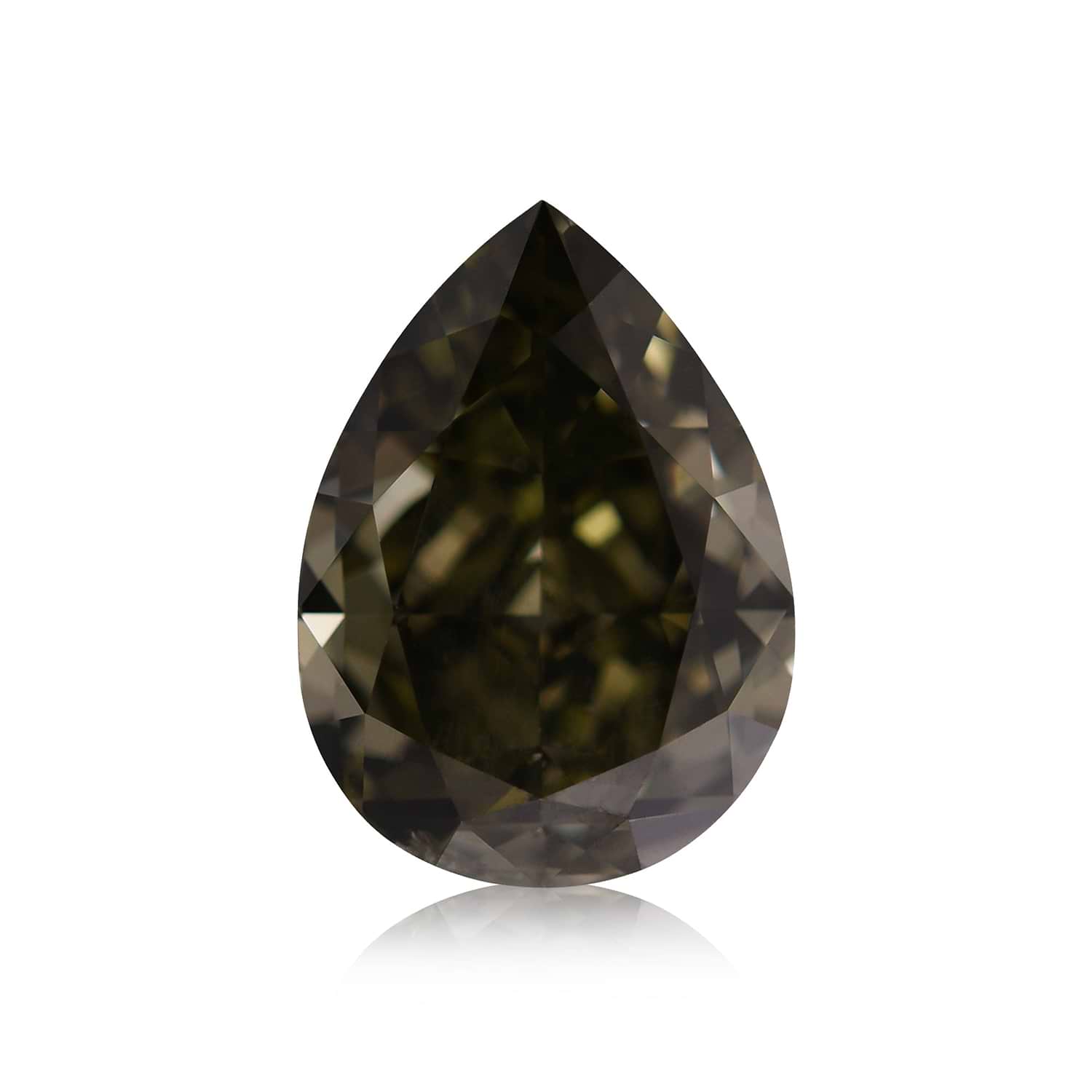 1.30 Carat Fancy Dark Gray Yellowish Green Pear Diamond SI1 GIA