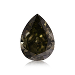 1.30 Carat Fancy Dark Gray Yellowish Green Pear Diamond SI1 GIA