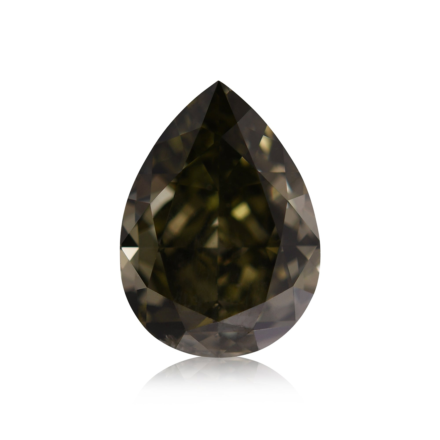 1.30 Carat Fancy Dark Gray Yellowish Green Pear Diamond SI1 GIA
