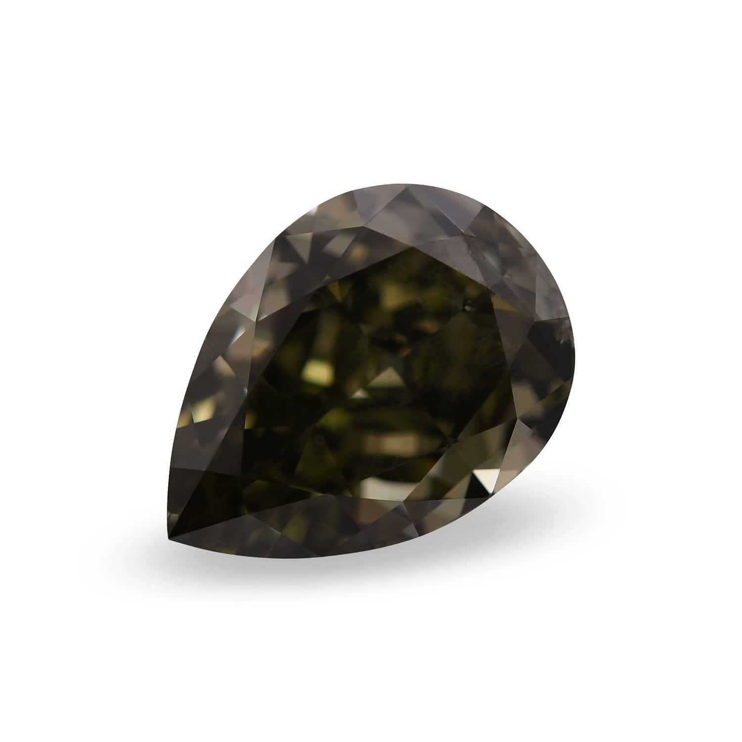 1.30 Carat Fancy Dark Gray Yellowish Green Pear Diamond SI1 GIA