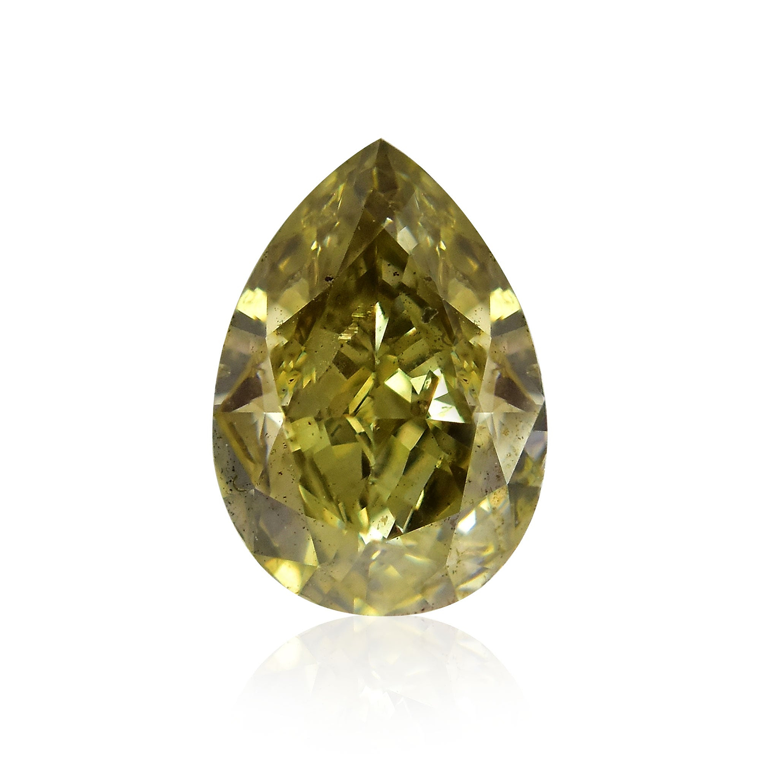 1.00 Carat Fancy Deep Grayish Yellowish Green Pear Diamond SI1 GIA