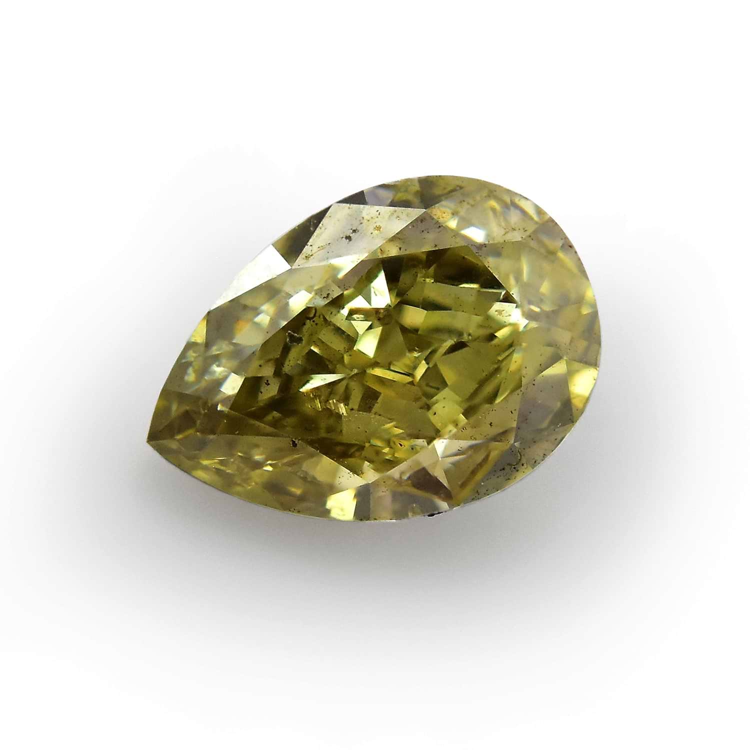 1.00 Carat Fancy Deep Grayish Yellowish Green Pear Diamond SI1 GIA