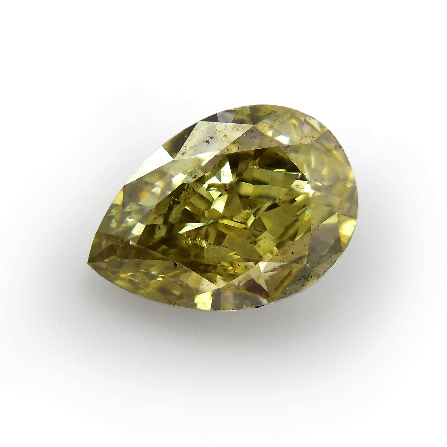 1.00 Carat Fancy Deep Grayish Yellowish Green Pear Diamond SI1 GIA
