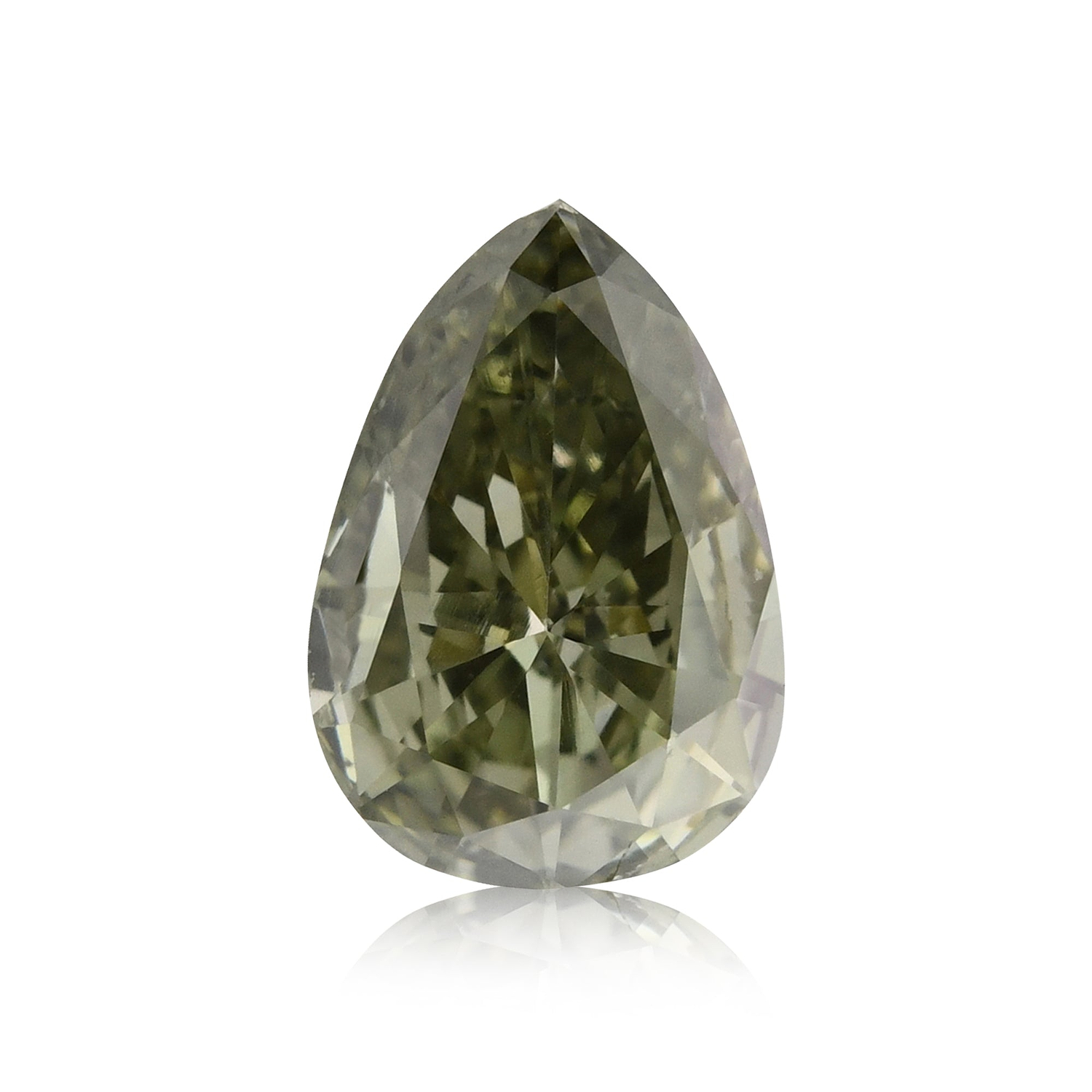 0.51 Carat Fancy Grayish Yellowish Green Pear Diamond (SI) GIA