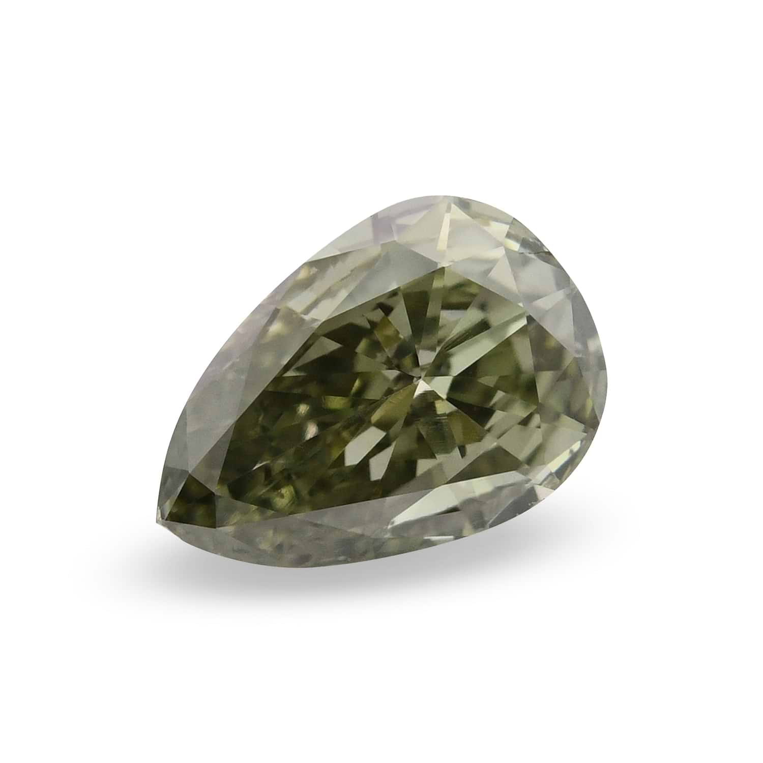 0.51 Carat Fancy Grayish Yellowish Green Pear Diamond (SI) GIA