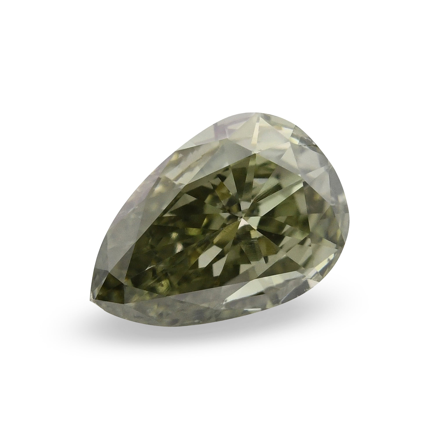 0.51 Carat Fancy Grayish Yellowish Green Pear Diamond (SI) GIA