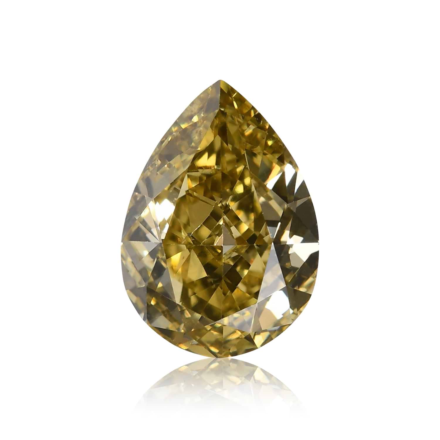 0.70 Carat Fancy Deep Brownish Greenish Yellow Pear Diamond (SI2) GIA