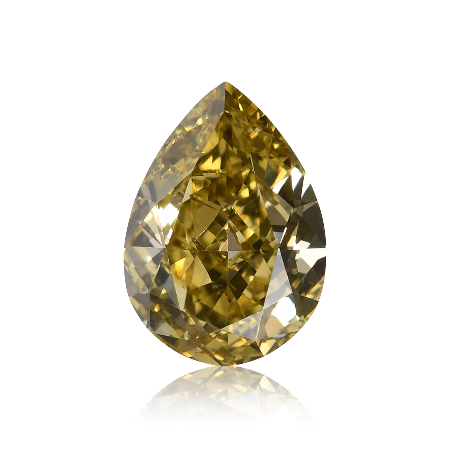 0.70 Carat Fancy Deep Brownish Greenish Yellow Pear Diamond (SI2) GIA
