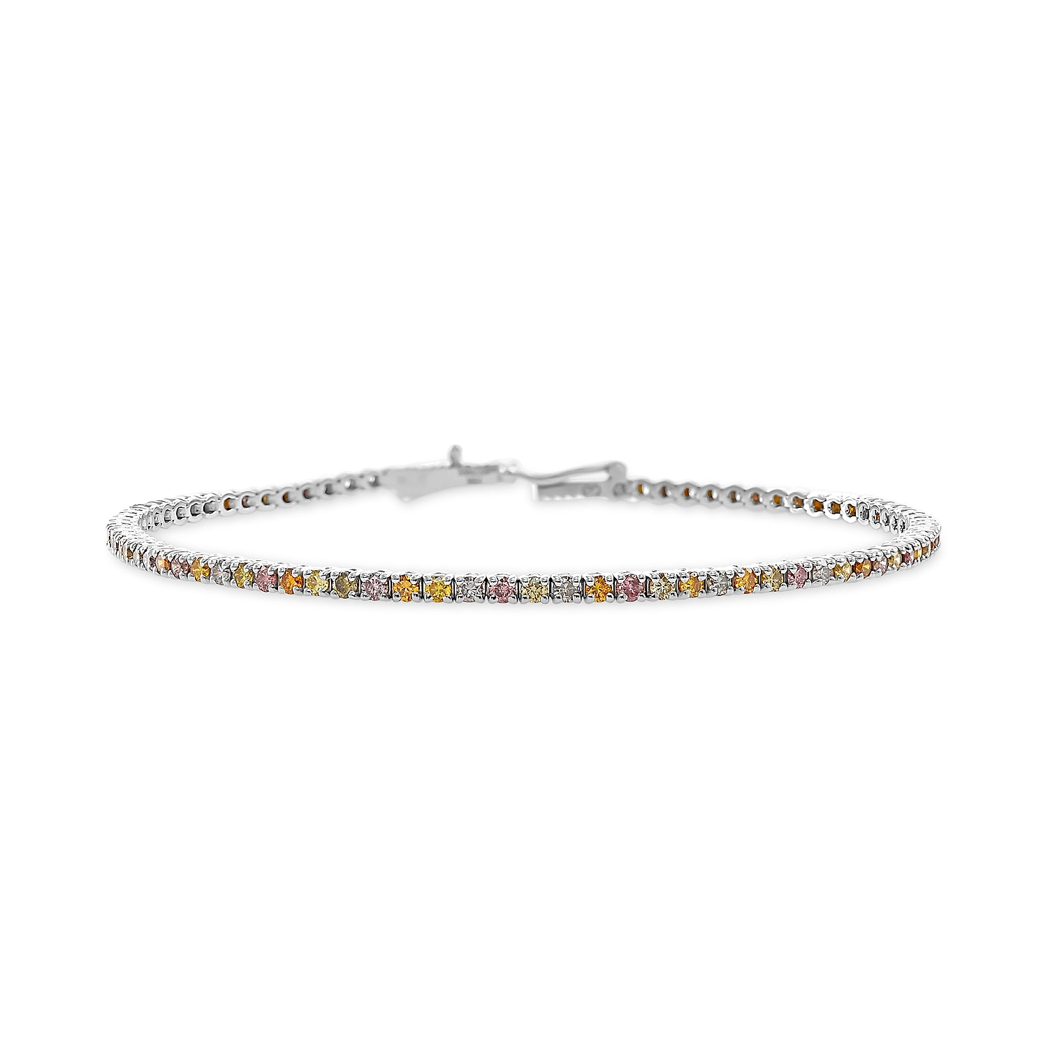 Mix Color Round Diamond Tennis Bracelet