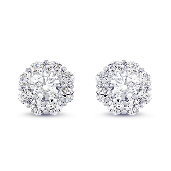 Round Brilliant Diamond Halo Earrings