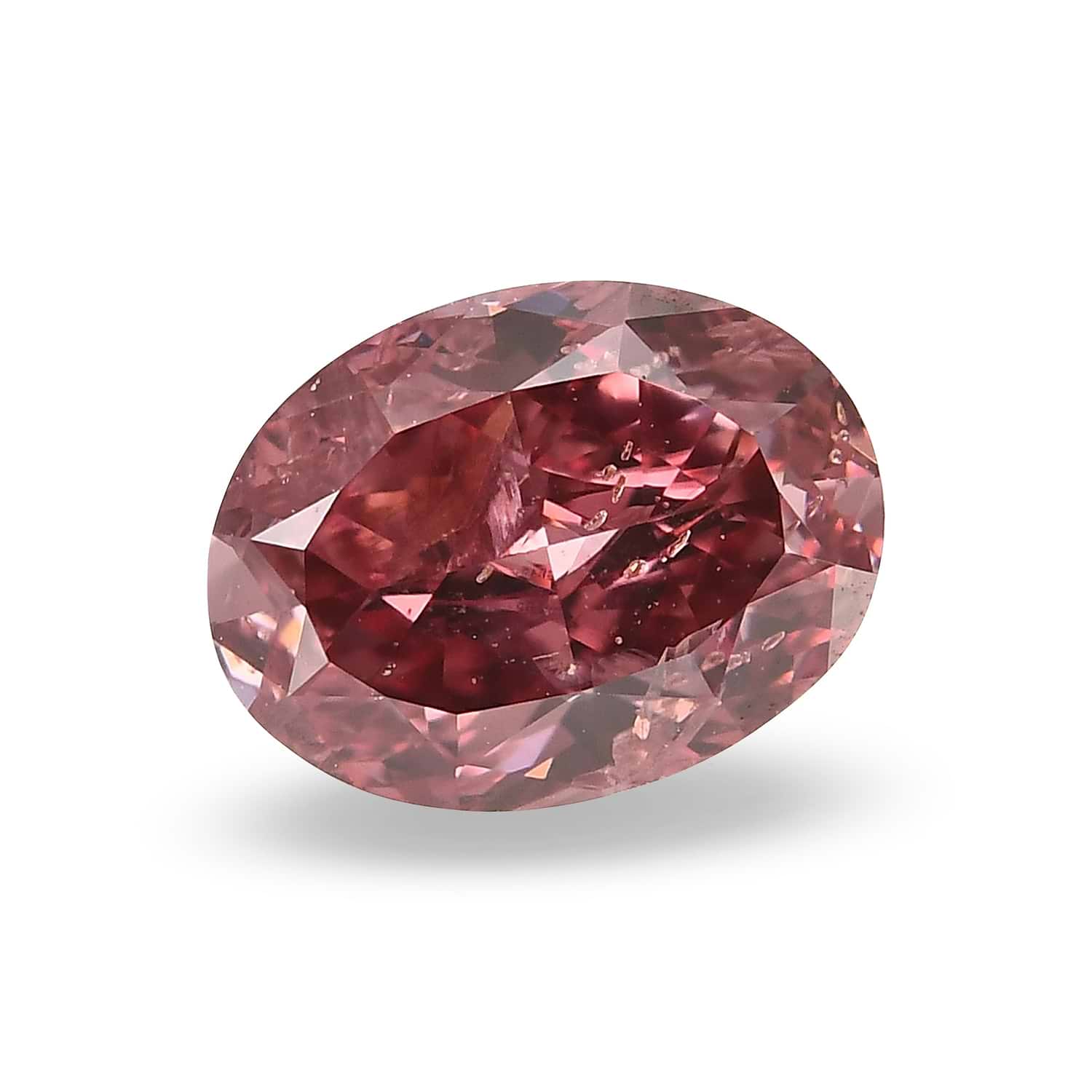 0.53 Carat Fancy Deep Pink Oval Diamond (I1) GIA