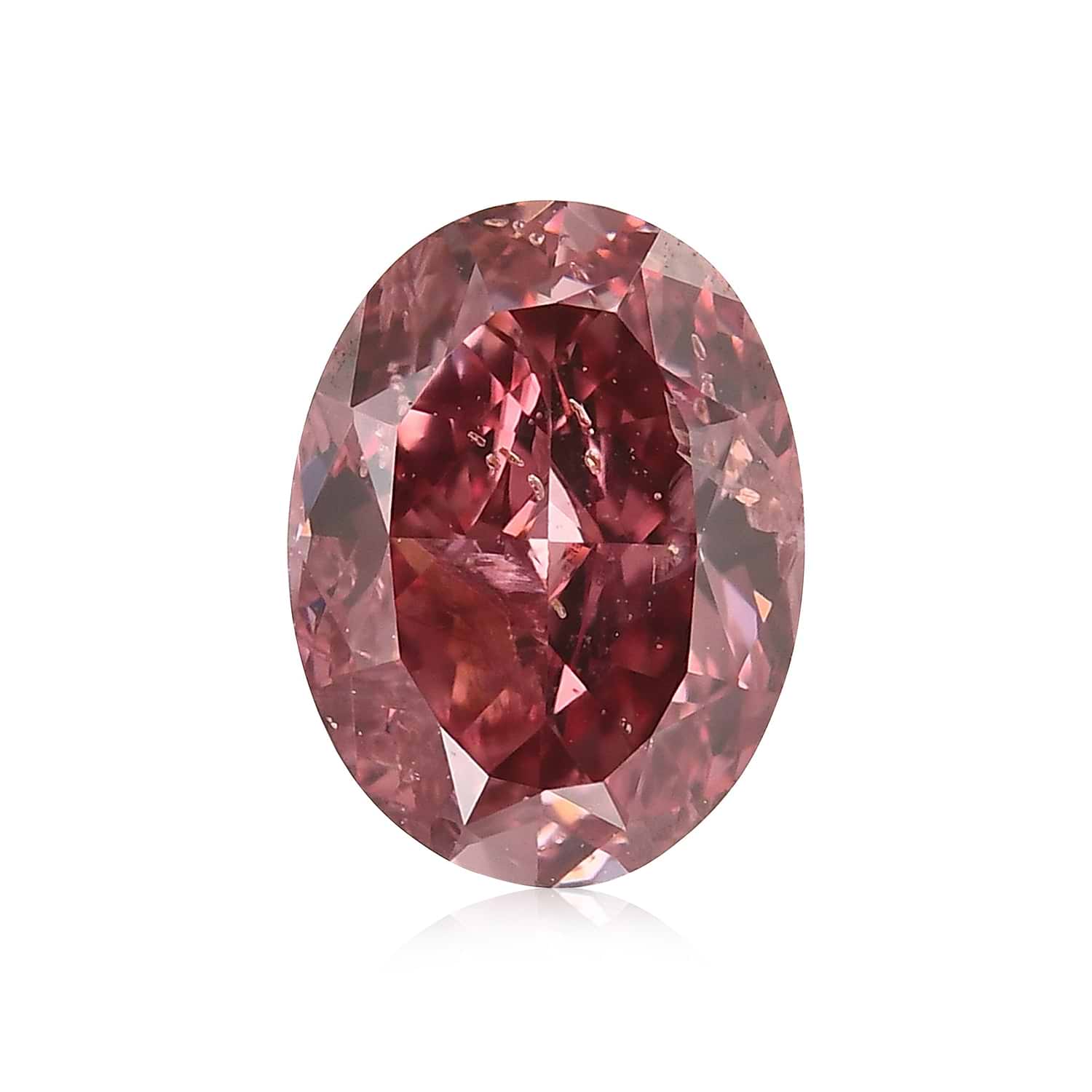 0.53 Carat Fancy Deep Pink Oval Diamond (I1) GIA