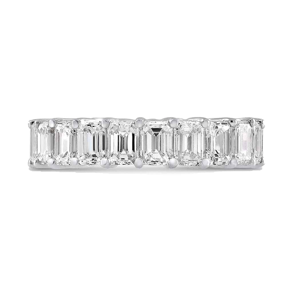 Platinum Emerald-Cut Diamond Full Eternity Band Ring