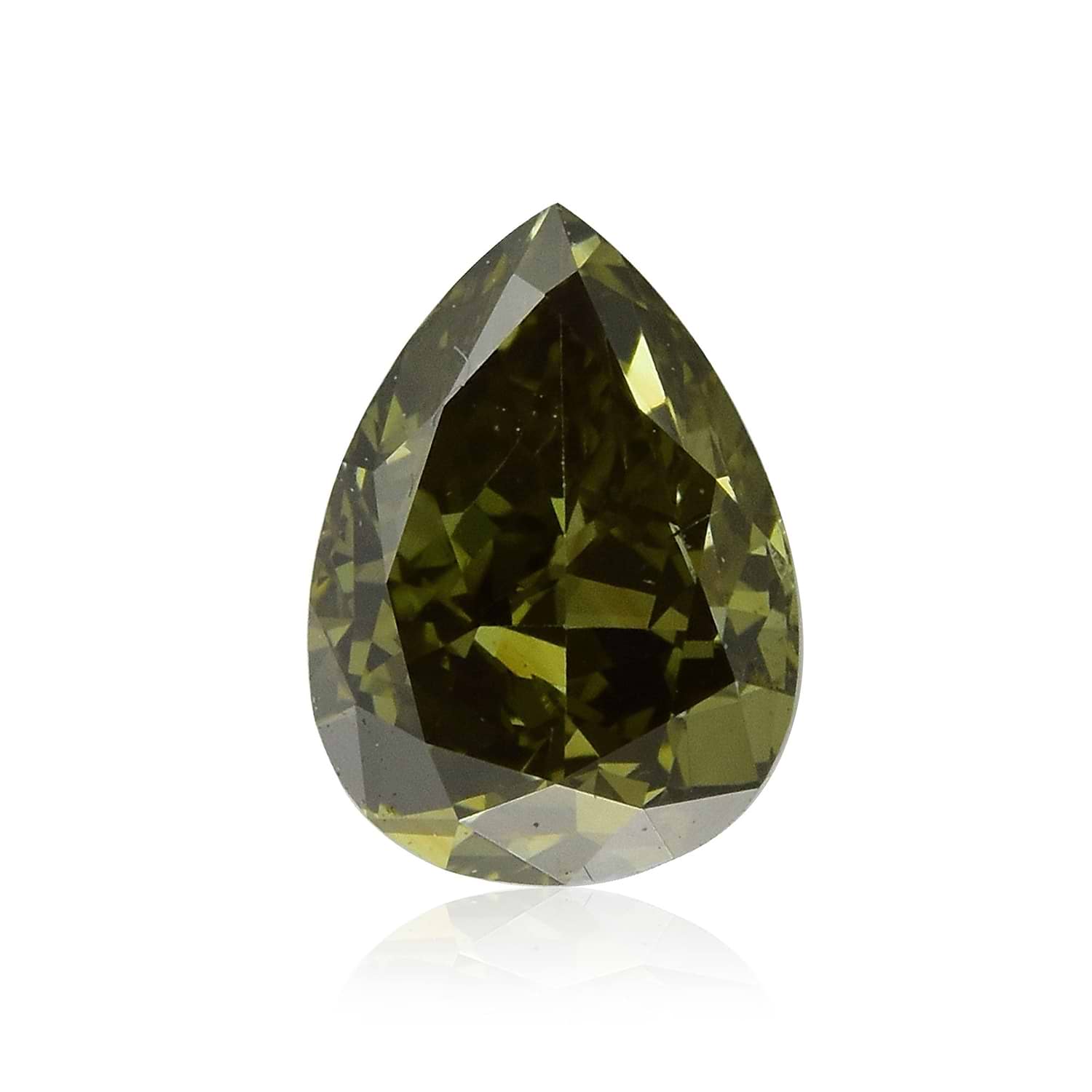 0.42 Carat Fancy Deep Gray Yellowish Green Pear Diamond SI1 GIA