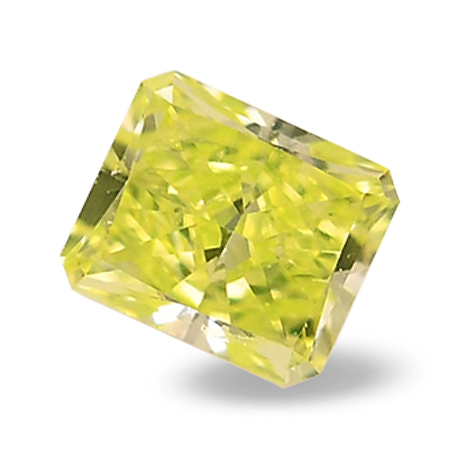 0.10 Carat Fancy Intense Yellow Green Radiant Diamond (VS1) GIA