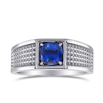Blue Sapphire Cushion Men's Ring