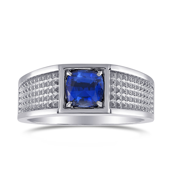 Blue Sapphire Cushion Men's Ring