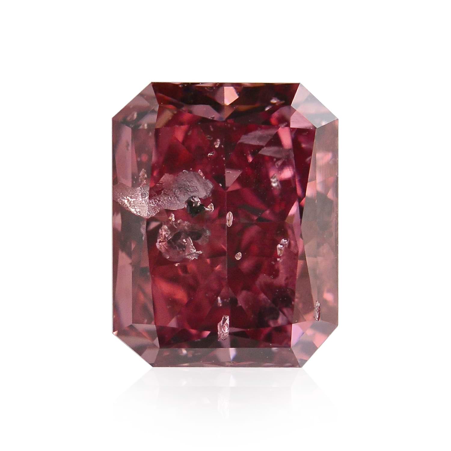1.32 Carat Fancy Purplish Red Radiant Diamond (I1) GIA