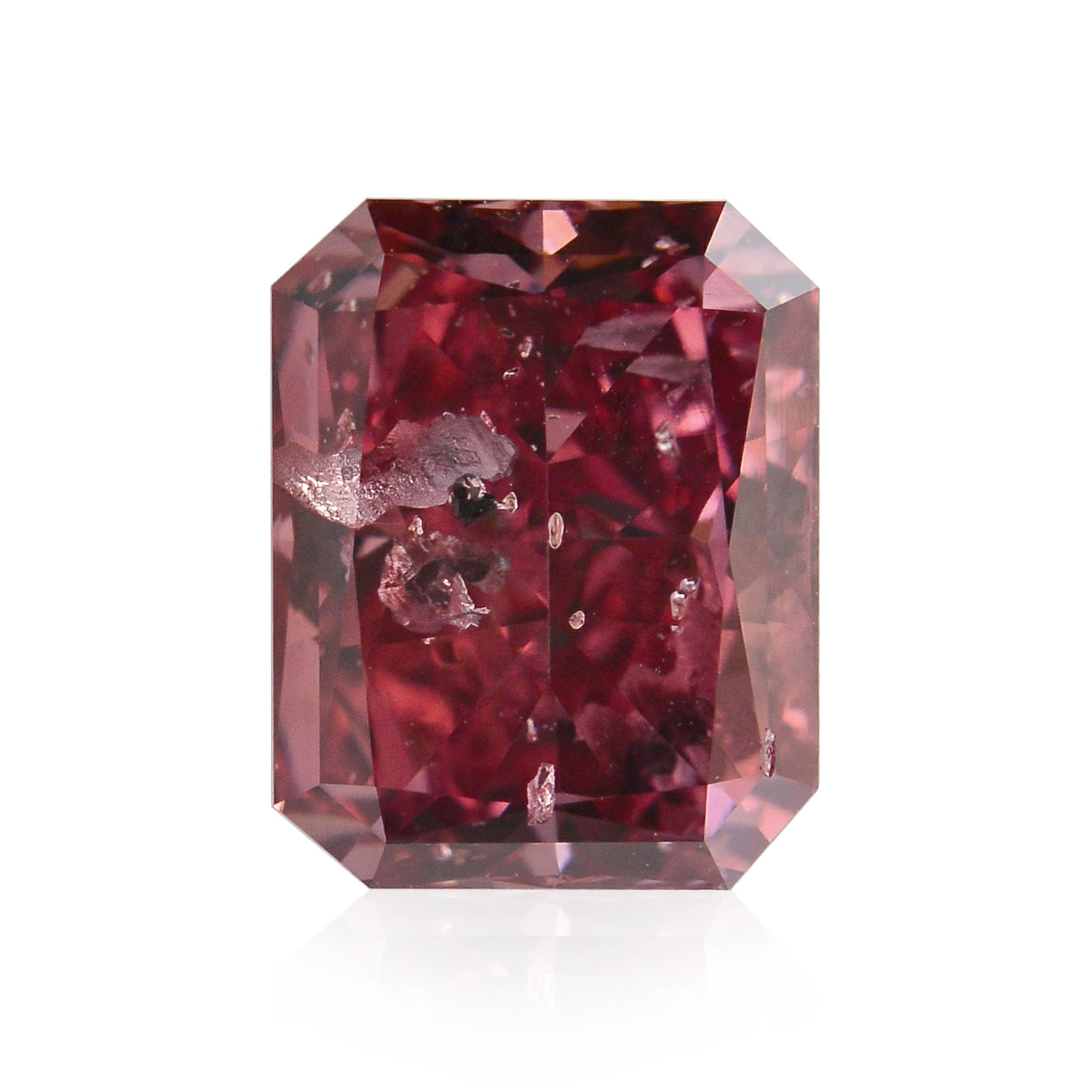 1.32 Carat Fancy Purplish Red Radiant Diamond (I1) GIA