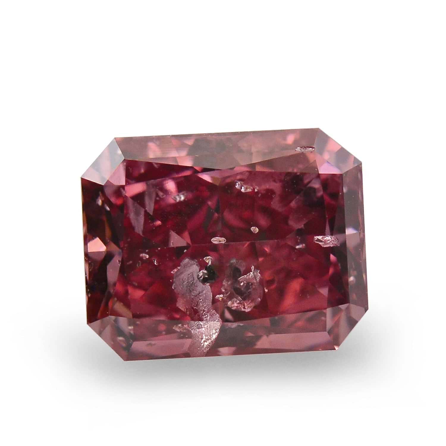 1.32 Carat Fancy Purplish Red Radiant Diamond (I1) GIA
