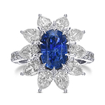 Extraordinary Unheated Kashmir Sapphire and Diamond Halo Ring GRS AGL GUBELIN