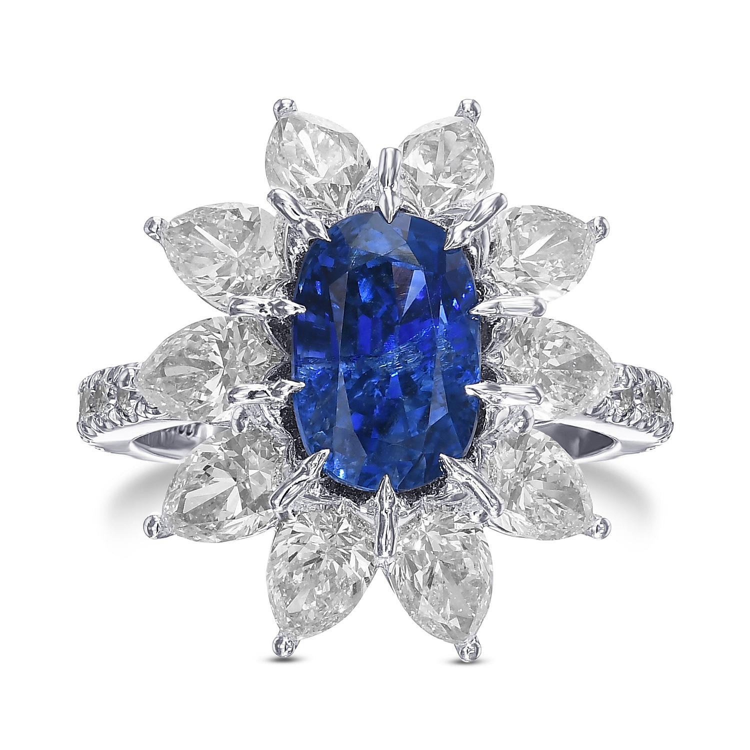 Extraordinary Unheated Kashmir Sapphire and Diamond Halo Ring GRS AGL GUBELIN