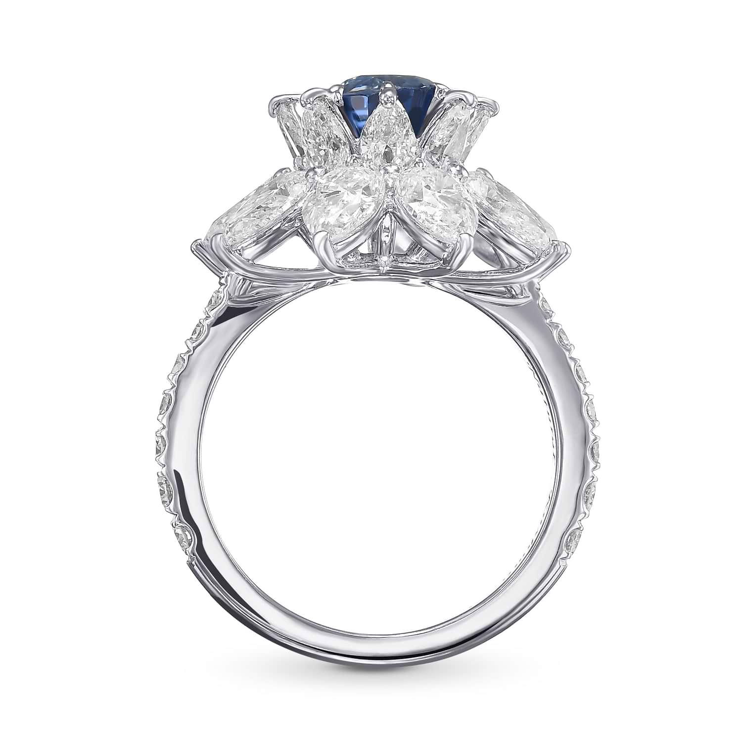 Extraordinary Unheated Kashmir Sapphire and Diamond Halo Ring GRS AGL GUBELIN