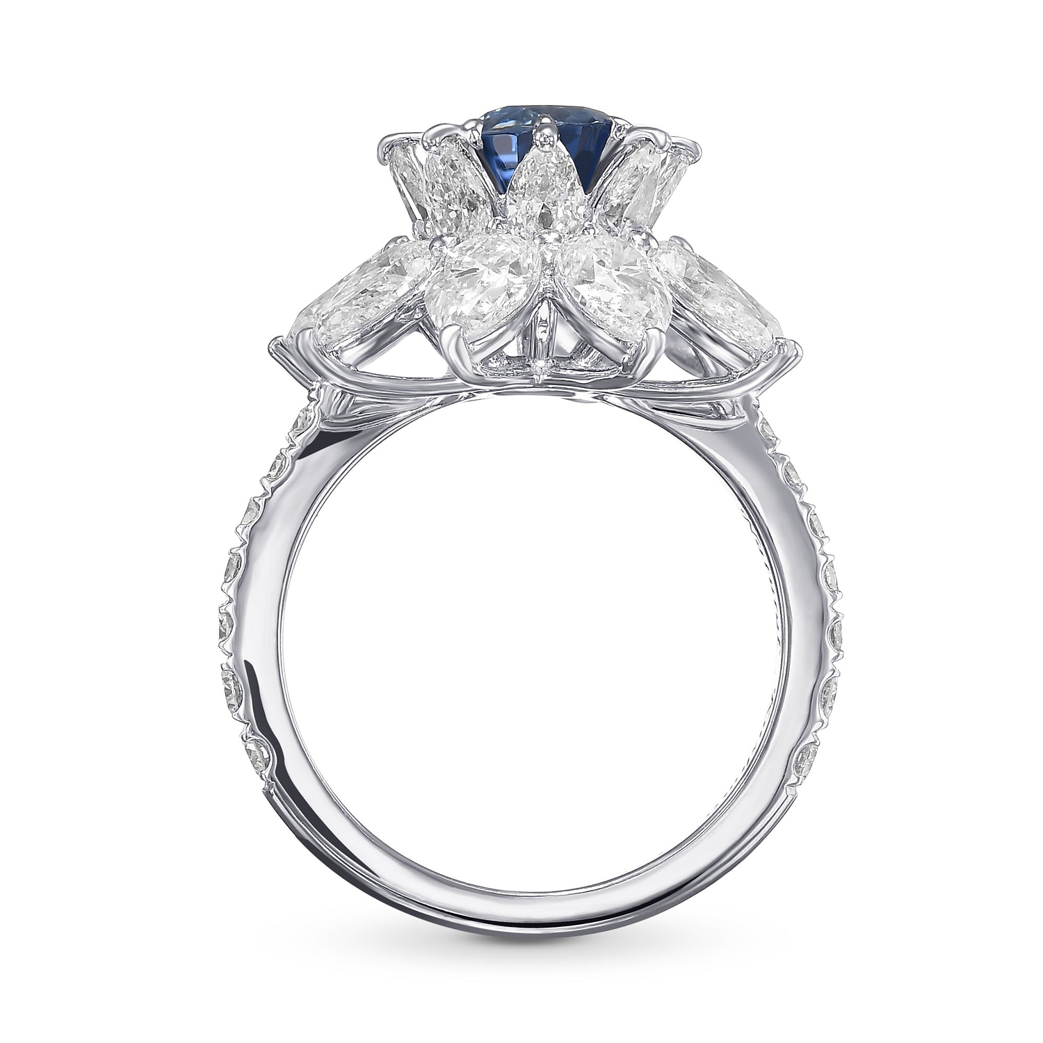 Extraordinary Unheated Kashmir Sapphire and Diamond Halo Ring GRS AGL GUBELIN