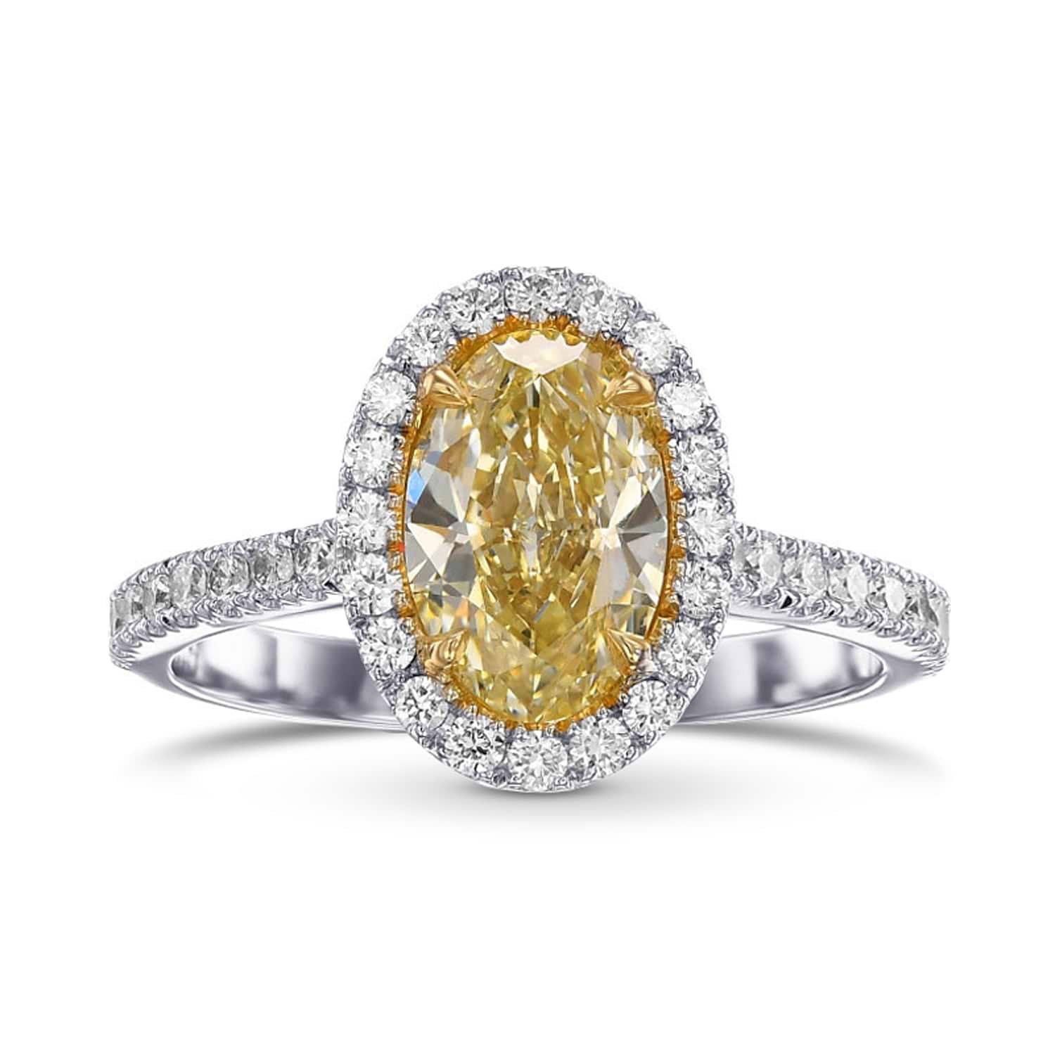 Fancy Light Yellow Oval Halo Diamond Engagement Ring