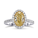 Fancy Light Yellow Oval Halo Diamond Engagement Ring