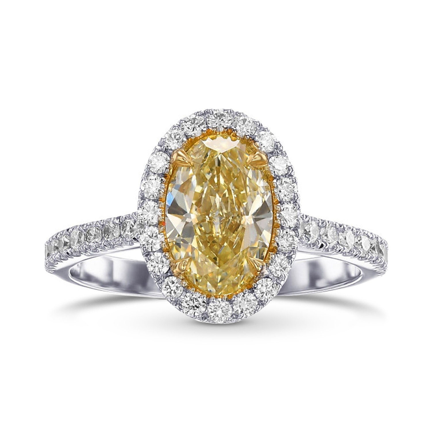 Fancy Light Yellow Oval Halo Diamond Engagement Ring