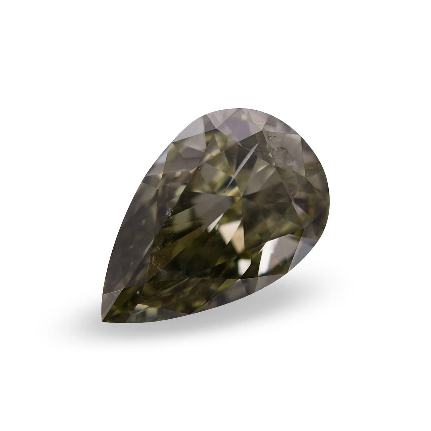 1.02 Carat Fancy Deep Gray Yellowish Green Pear Diamond SI2 GIA