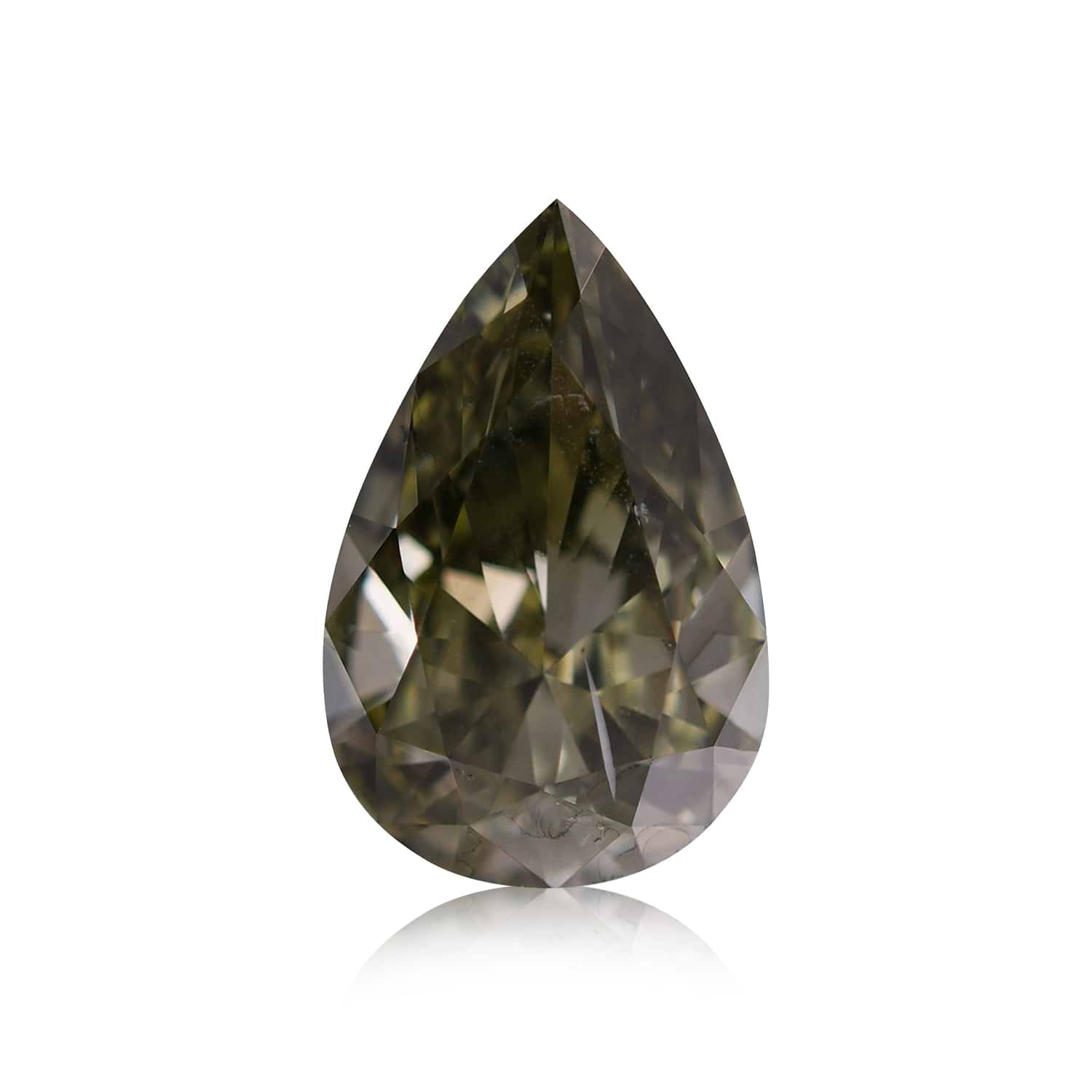 1.02 Carat Fancy Deep Gray Yellowish Green Pear Diamond SI2 GIA