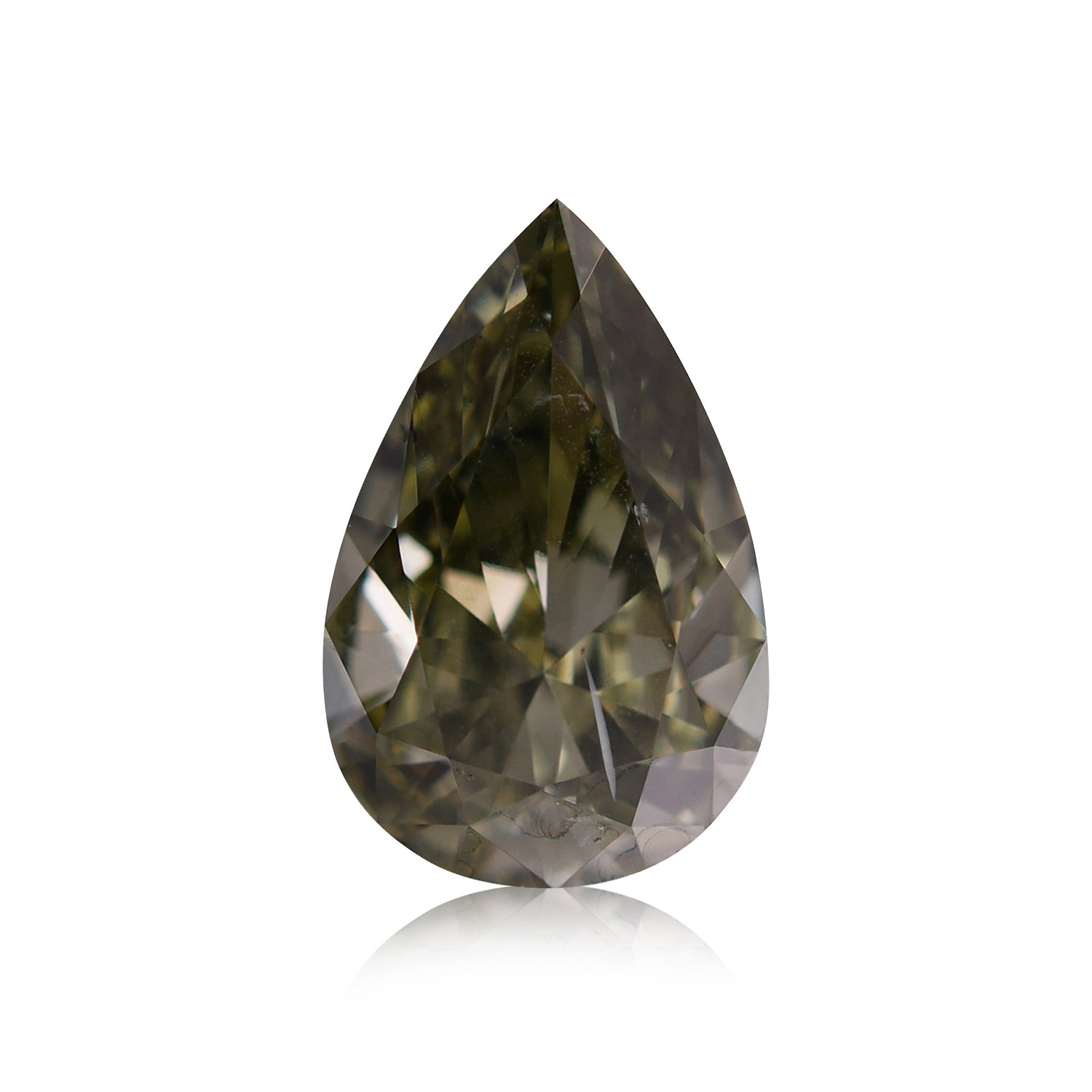 1.02 Carat Fancy Deep Gray Yellowish Green Pear Diamond SI2 GIA