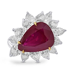 Extraordinary Burma Unheated Red Ruby and Diamond Halo Ring GUBELIN