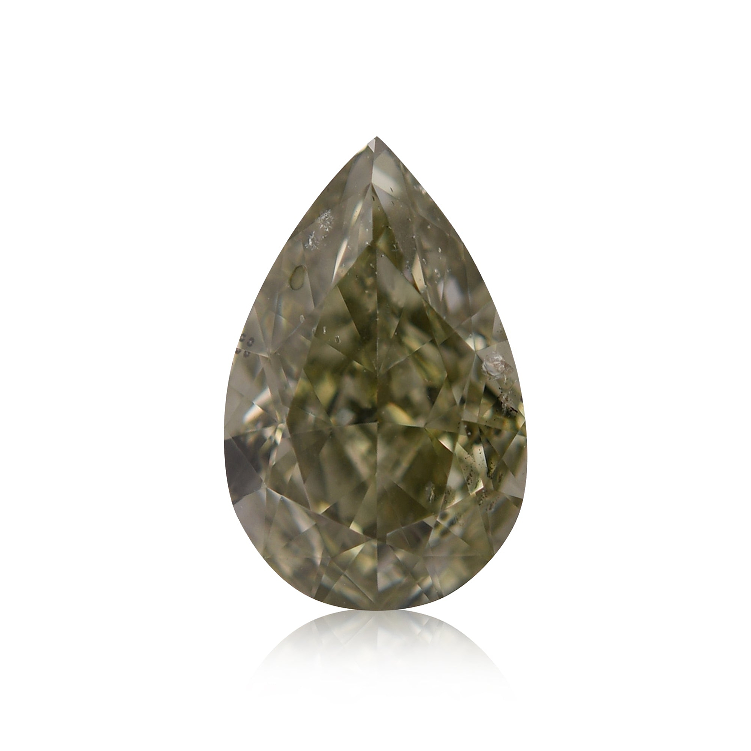 1.01 Carat Fancy Dark Gray Yellowish Green Pear Diamond SI2 GIA