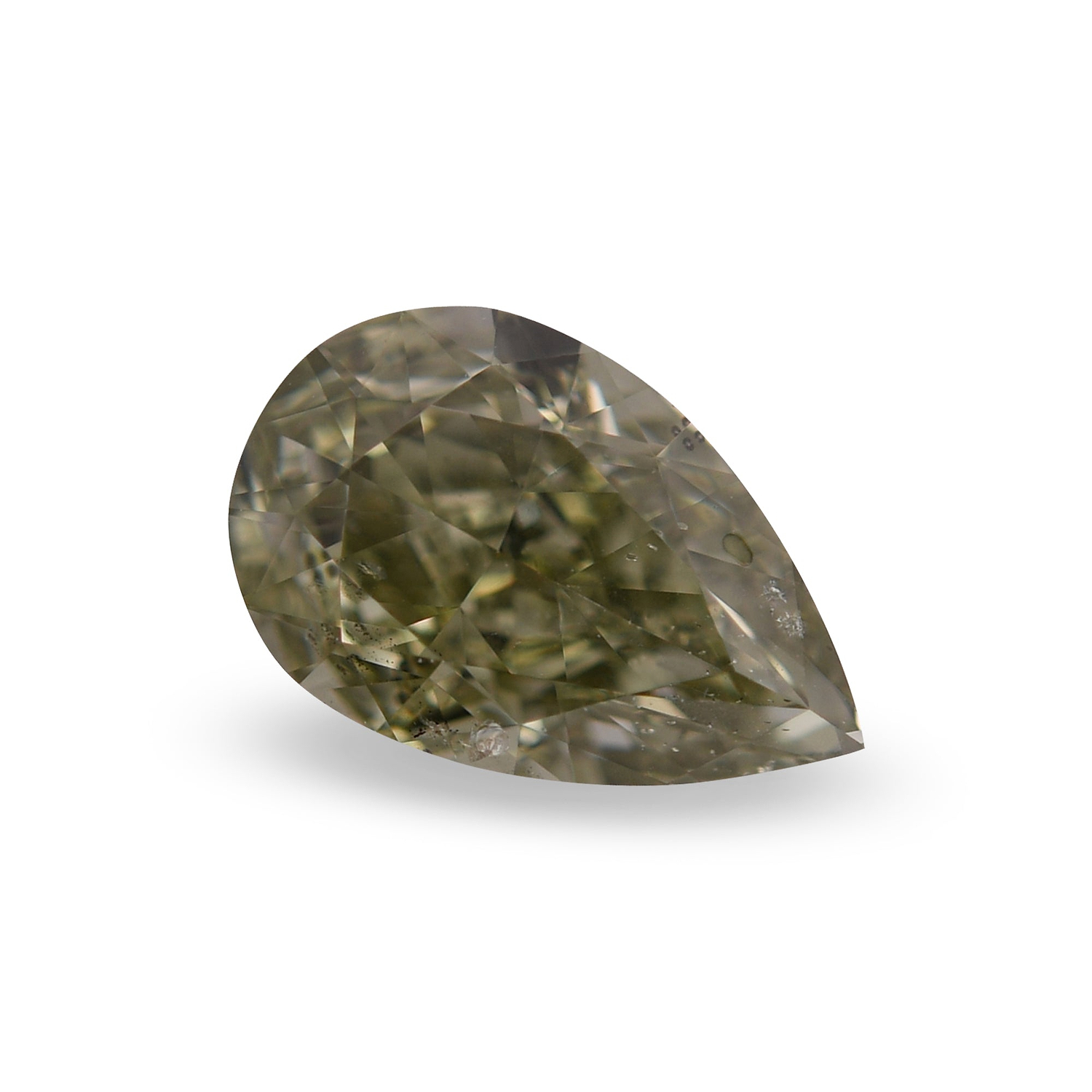 1.01 Carat Fancy Dark Gray Yellowish Green Pear Diamond SI2 GIA