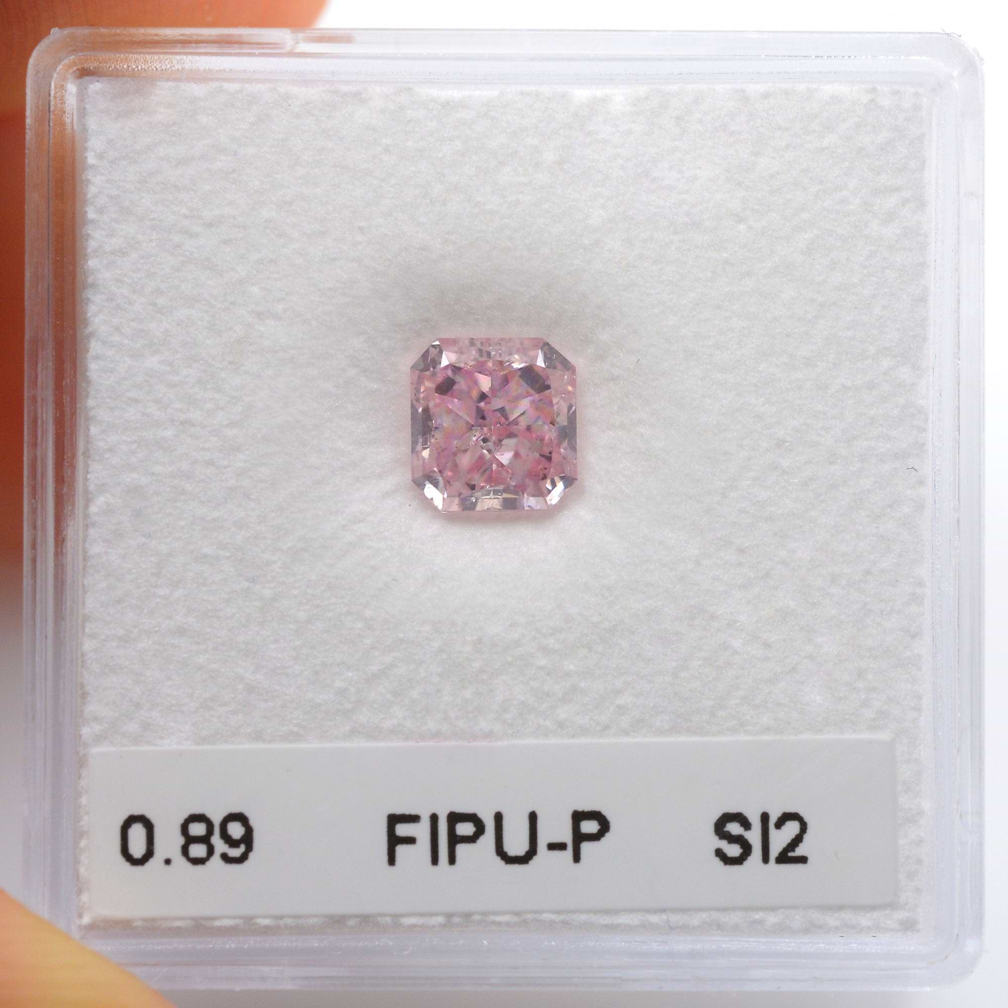 0.89 Carat Fancy Intense Purplish Pink Radiant Diamond SI2