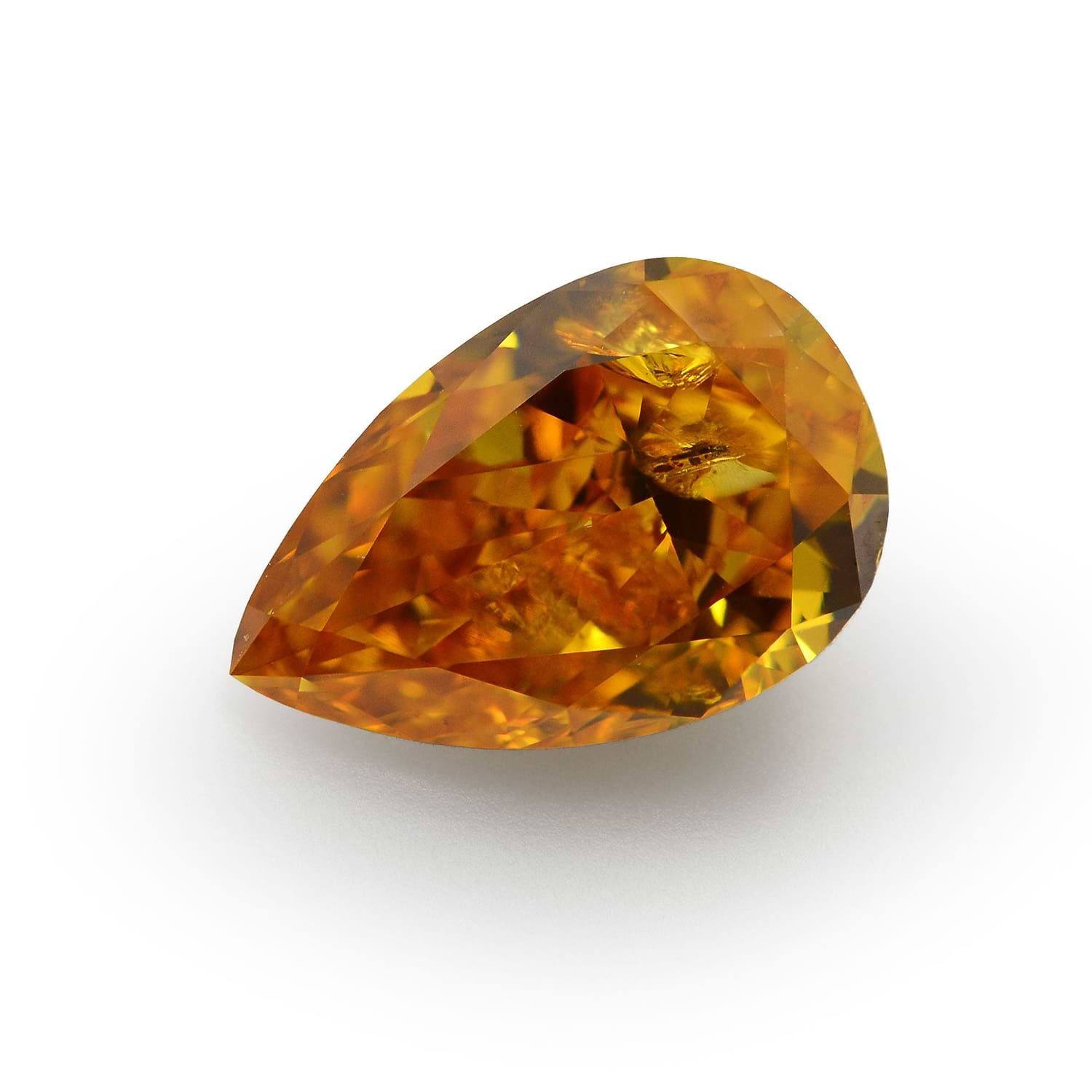 1.26 Carat Fancy Vivid Yellowish Orange Pear Diamond (I1) GIA