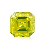 0.58 Carat Fancy Vivid Green Yellow Asscher Diamond SI1 GIA