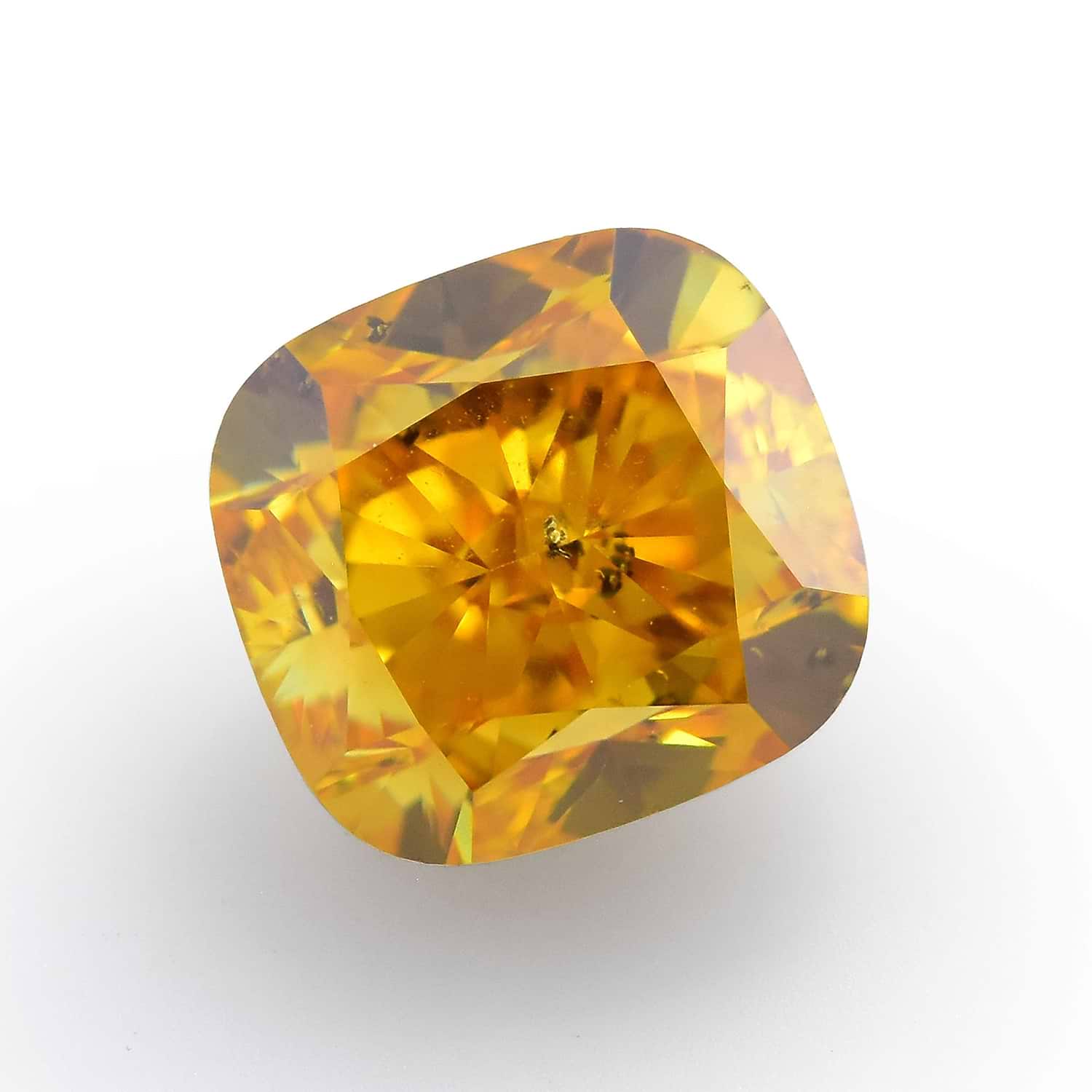 1.14 Carat Fancy Vivid Yellow Orange Cushion Diamond SI2 GIA